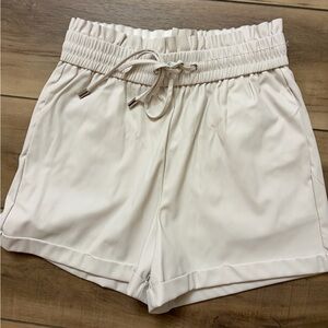 Zenana Outfitters Cream leather-like Shorts